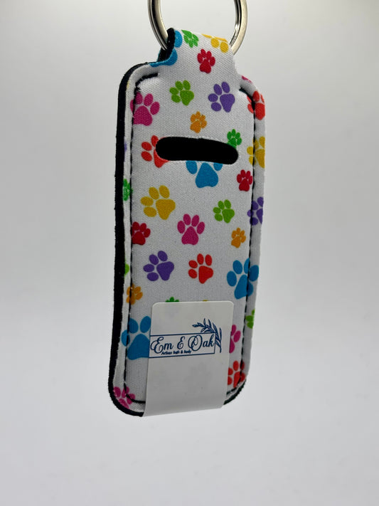 Lip Balm Key Chain - rainbow paw print